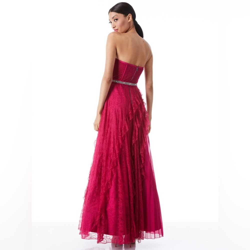 Alice + Olivia Bree Draped Lace Gown - Picture 2 of 14
